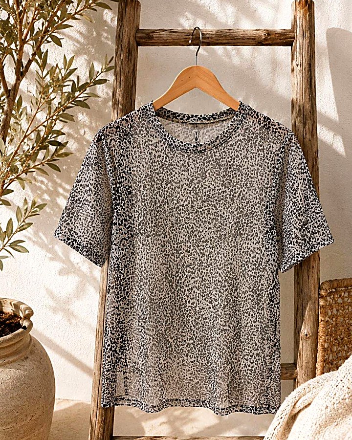 GIOIA Archivio · Animal Print Mesh Top Gris
