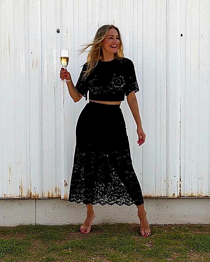 GIOIA Archivio · Lace T-shirt y Lace Skirt Negro