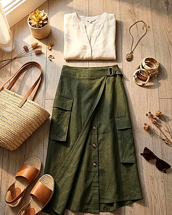 GIOIA Archivio · Cargo Skirt Verde